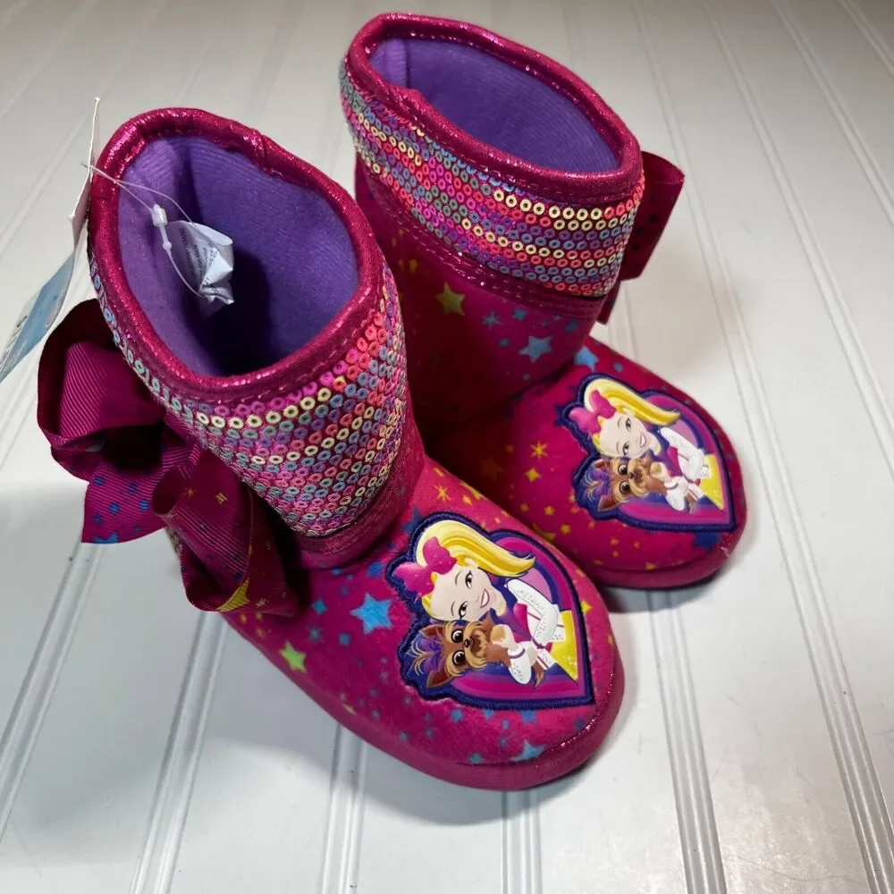 JoJo Siwa Girls Bootie Slippers Size 7/8 Plush Pink High Top NWT